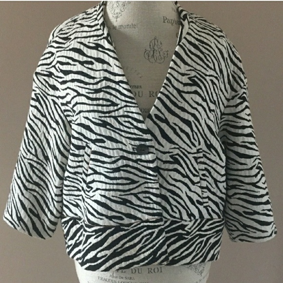 Zara Basics jacket black and white Zebra print - Picture 1 of 6